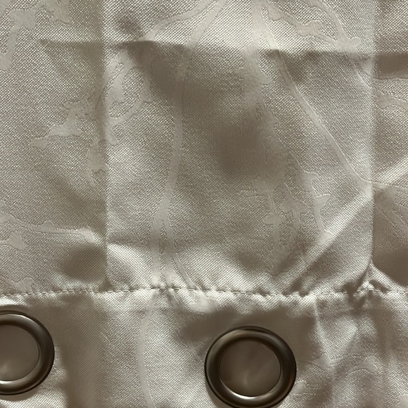 FOUR PANELS WHITE CURTAINS 72” LONG x 36” WIDE SUBTLE WHITE BRANCH DESIGN - Picture 2 of 3